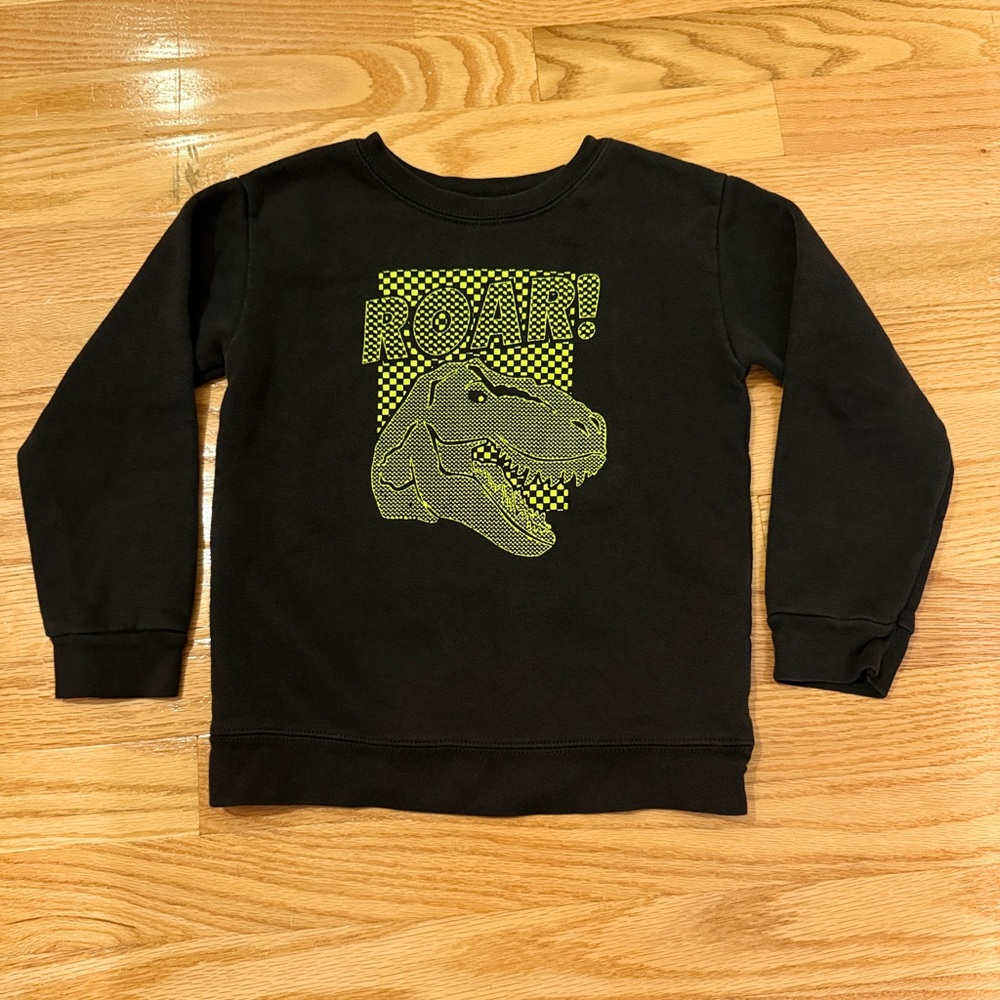 Black Sweatshirt with Dinosaur Print